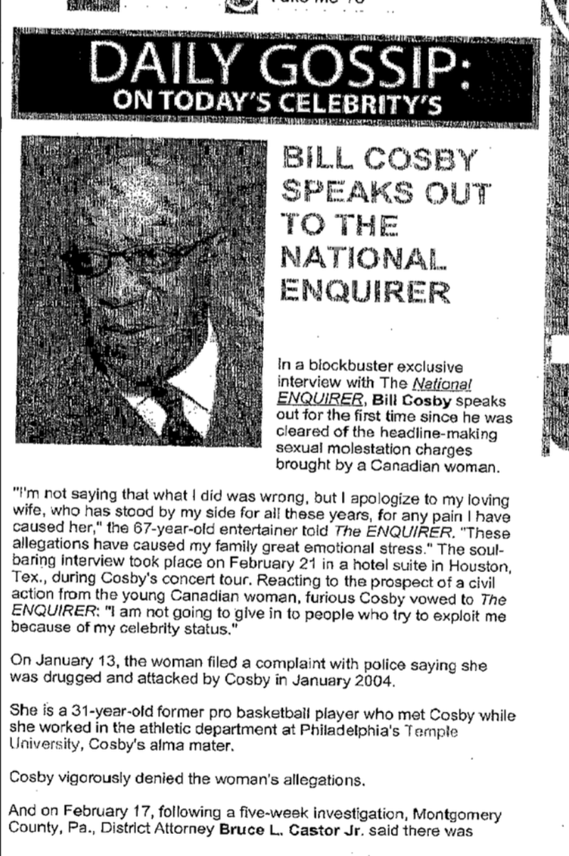 Illustration for article titled American Media Was a Part of Bill Cosby's Settlement